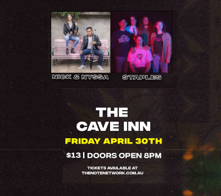 Staples with Nick and Nyssa LIVE at The Cave Inn. Friday 30th April 2021